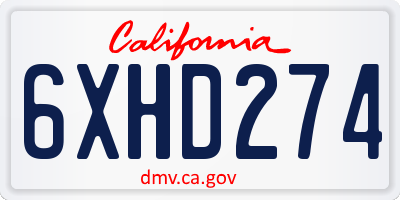 CA license plate 6XHD274