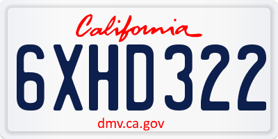 CA license plate 6XHD322
