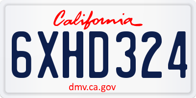 CA license plate 6XHD324