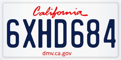 CA license plate 6XHD684