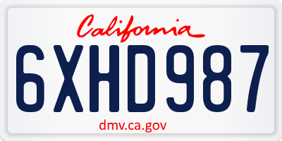 CA license plate 6XHD987