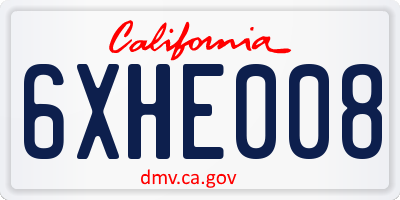 CA license plate 6XHE008