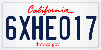 CA license plate 6XHE017