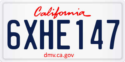 CA license plate 6XHE147