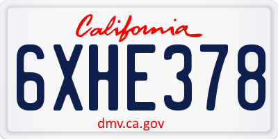 CA license plate 6XHE378