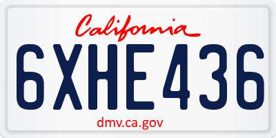 CA license plate 6XHE436