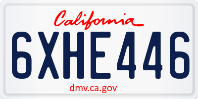 CA license plate 6XHE446
