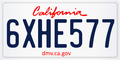 CA license plate 6XHE577