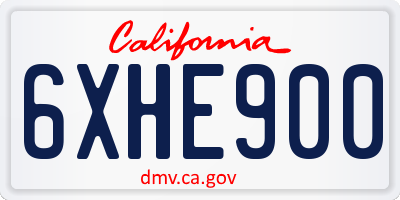 CA license plate 6XHE900