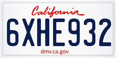 CA license plate 6XHE932
