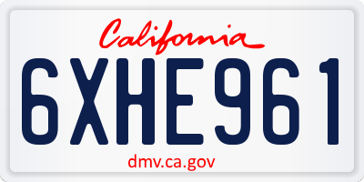 CA license plate 6XHE961