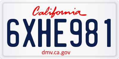 CA license plate 6XHE981