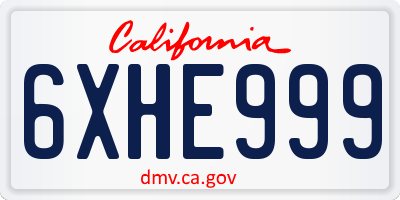 CA license plate 6XHE999