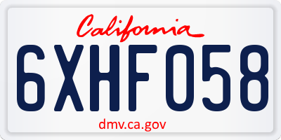 CA license plate 6XHF058