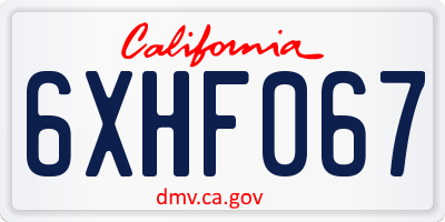 CA license plate 6XHF067