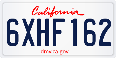 CA license plate 6XHF162