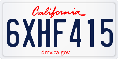CA license plate 6XHF415