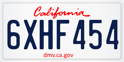 CA license plate 6XHF454