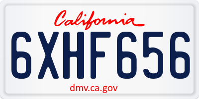 CA license plate 6XHF656