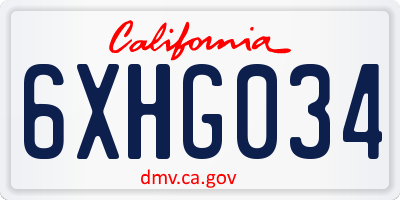 CA license plate 6XHG034