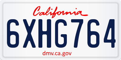 CA license plate 6XHG764