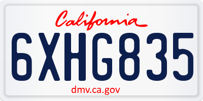 CA license plate 6XHG835