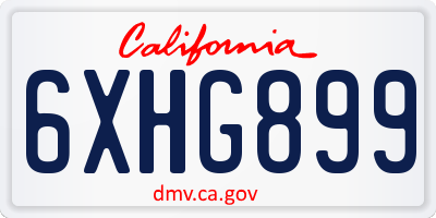 CA license plate 6XHG899