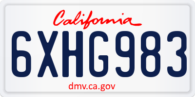 CA license plate 6XHG983