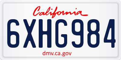 CA license plate 6XHG984