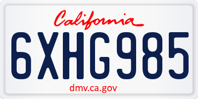 CA license plate 6XHG985
