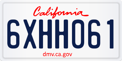 CA license plate 6XHH061