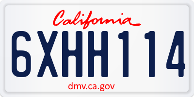 CA license plate 6XHH114