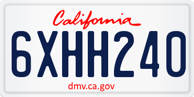 CA license plate 6XHH240