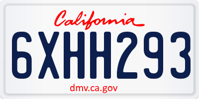 CA license plate 6XHH293