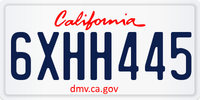 CA license plate 6XHH445