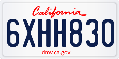 CA license plate 6XHH830