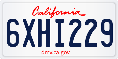 CA license plate 6XHI229