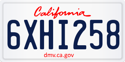 CA license plate 6XHI258