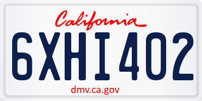 CA license plate 6XHI402