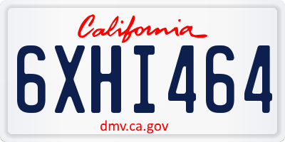 CA license plate 6XHI464