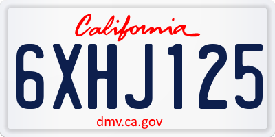 CA license plate 6XHJ125