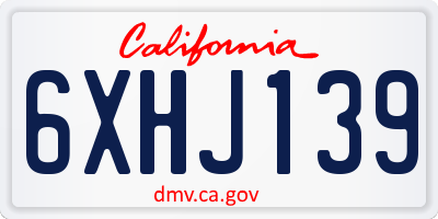 CA license plate 6XHJ139