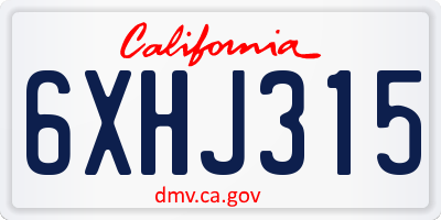 CA license plate 6XHJ315