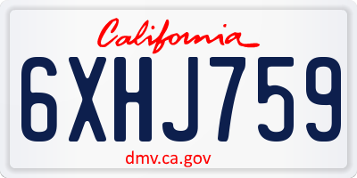 CA license plate 6XHJ759