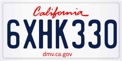 CA license plate 6XHK330