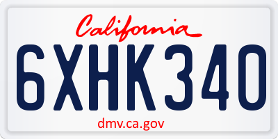 CA license plate 6XHK340
