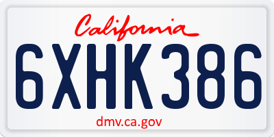 CA license plate 6XHK386