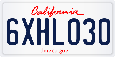 CA license plate 6XHL030