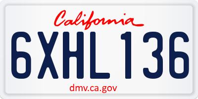 CA license plate 6XHL136