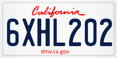 CA license plate 6XHL202